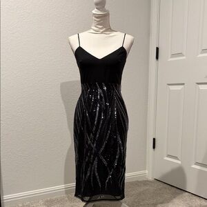 BCBGeneration Black Sequin Midi Dress